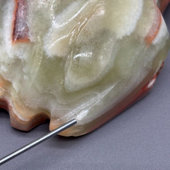 Vintage Hand Carved Onyx Frog Figurine Mexican Banded Stone Animal Sculpture 3" - Picture 9 of 10